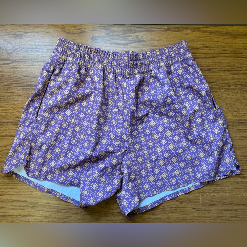 Purple Sunflower athletic surf shorts